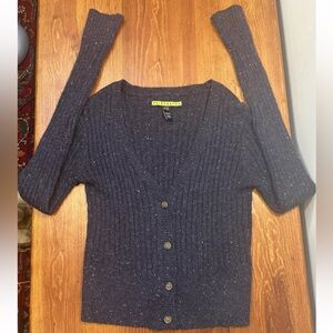 Prince & Fox Women’s XS Navy Blue Tweed Cardigan Button Down Sweater Womens